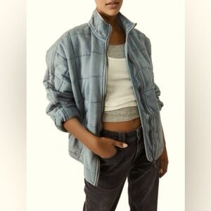 Free People Dolman Quilted Knit Jacket - Large - Silver Lining